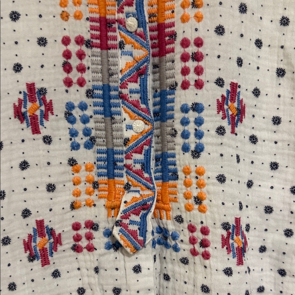 Johnny Was White Blouse with Multicolor Embroidery - Picture 6 of 7
